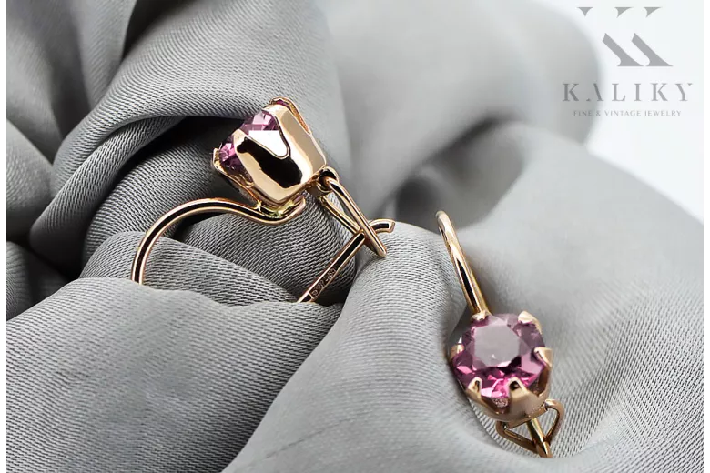Amethyst Original Vintage 14K Rose Gold Earrings Vintage craft vec056r